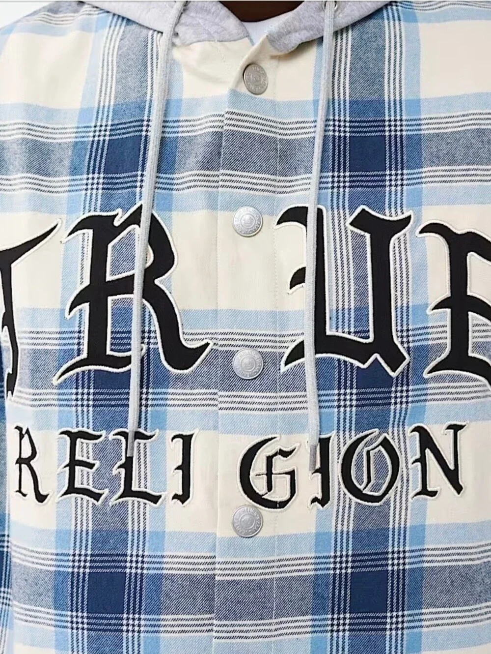 $119 True Religion Mens hooded flannel shirt
